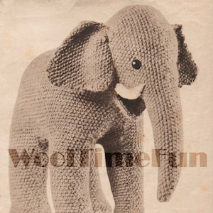 Vintage 1940s WW2  Knitting Pattern To Make Cute Toy Elephant. Make From Oddments.