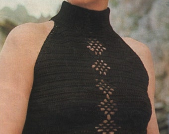 Crochet Pattern Womens Halter Neck Top. Summer Boho Hippy Festival.