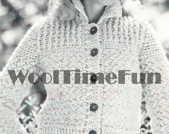 Crochet Pattern Womens Aran Cable Style Short Jacket/Cardigan. 30" - 40" Bust.