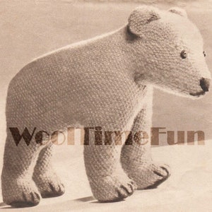 Vintage 1940s  Knitting Pattern To Make Cute Toy Bear Polar Bear.  Make From Oddments.