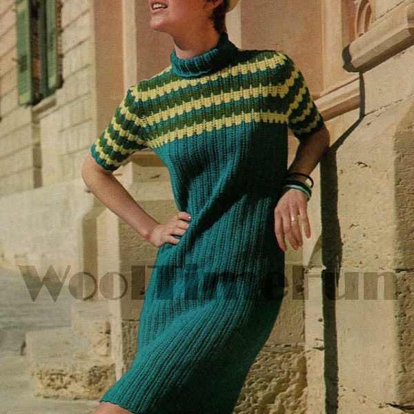 Knitting Pattern Vintage 1960s/1970s Ladies Summer Dress. 33"-38" Dress.