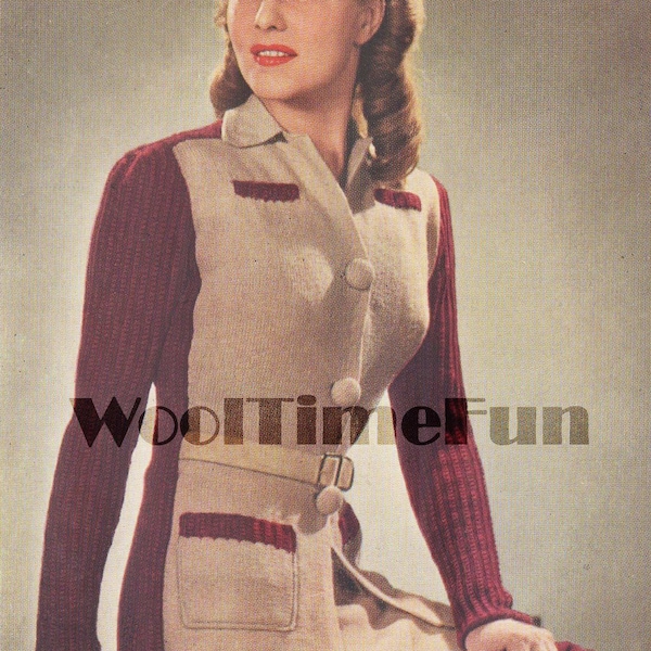 Strickmuster/Anleitung Damen Vintage 1940er/1950er Jahre Anzug/Jacke/Rock