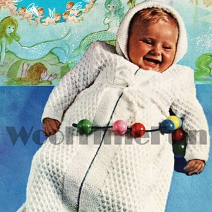 PDF-nittingpatroon Vintage babyslaapzak. Dubbel gebreid.