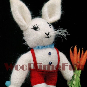 Knitting Pattern To Make Large Vintage Soft Toy/Easter/White Bunny Rabbit.