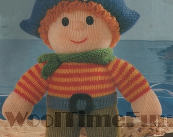 Instrucciones para tejer un muñeco de juguete vintage: Capitán Pirata Marinero