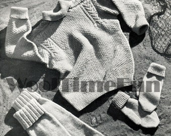 PDF Stickmönster Klassisk herrtröja med kabelstickning/fiskartröja, strumpor och vantar. 2-trådigt eller socktjockt garn