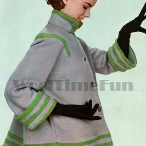 Knitting Pattern Womens Vintage 1950s Swing Coat Jacket. 34&quot;-37&quot; Bust.