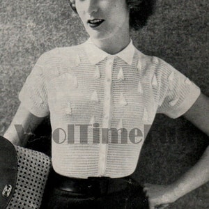 Crochet Pattern, Instructions To Make Ladies Vintage 1940s/1950s Short Sleeve Blouse.