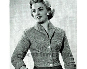 Knitting Pattern Vintage 1950s Lady's Short Fitted Jacket. Quick Knit.