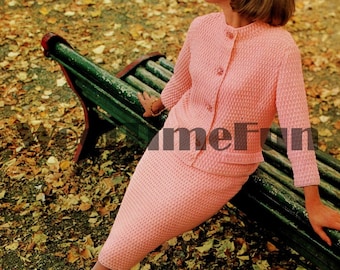 Crochet Pattern Vintage 1960s Woman's Tailored Style Suit/Skirt/Jacket.