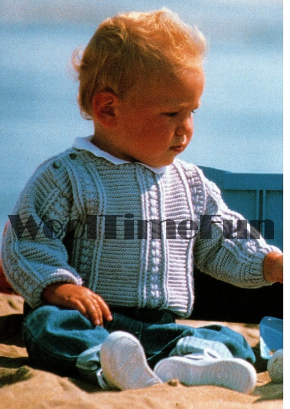 Patrón de crochet para hacer suéter/jumper estilo cable para bebés