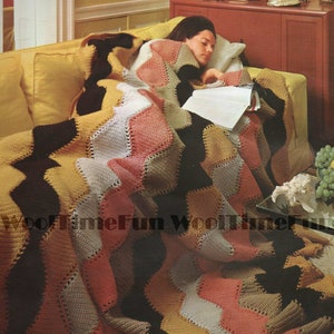 Crochet Pattern Vintage Diamond Design Afghan Blanket Throw Bedspread