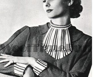 Patrón de crochet para cuello jabot vintage de los años 30 y puños a juego Accesorios