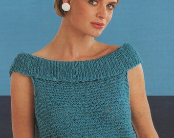 Knitting Pattern Lady's Summer Off-Shoulder Top/Jumper. 30 to 38 Inch Bust.