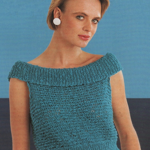 Knitting Pattern Lady's Summer Off-Shoulder Top/Jumper. 30 to 38 Inch Bust.