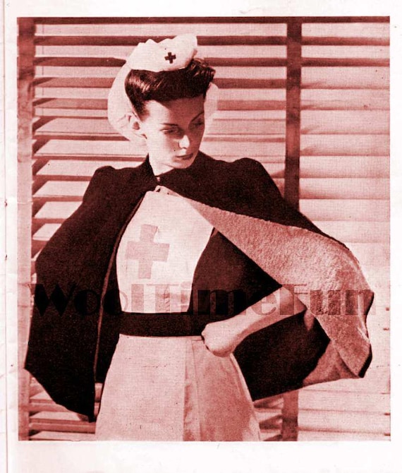 Knitting Pattern Vintage 1940s 1950s Womens Cape Double Layered For  ply