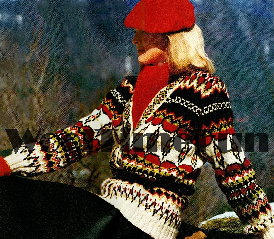 Knitting Pattern Ladies Classic Scandi/fair Isle/ski/xmas Cardigan ...