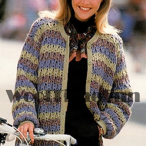 Crochet Pattern Ladies Long Length Cardigan//Round Neck. 33&quot;-39&quot; Bust