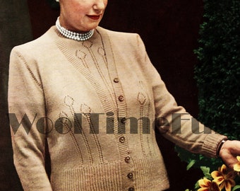 Knitting Pattern Vintage 1940s Twin Set Cardigan & Sweater 40 - 42 Inch Bust