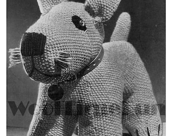Vintage Knitting Pattern Toy Terrier Puppy Dog.