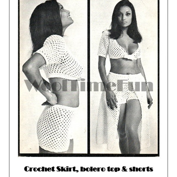 Crochet Pattern To Make Summer/Boho/Festival/Beach Outfit. Skirt/Shorts/Bolero-Bikini Top.