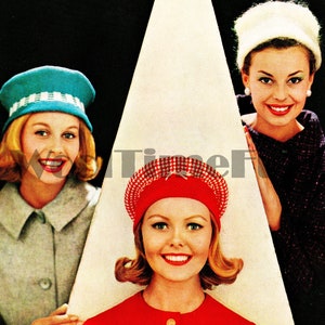 Knitting Pattern 3 x Designs For Ladies Vintage 1950s Hats/Berets/Caps