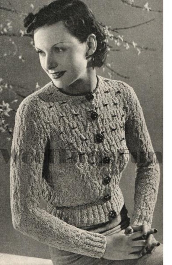 Knitting Pattern Womens Vintage 1930s Tyrolean Cable Design 