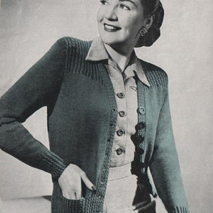 Knitting Pattern Lady's Vintage 1940s Jacket/Cardigan 38 to 40 Inch Bust.