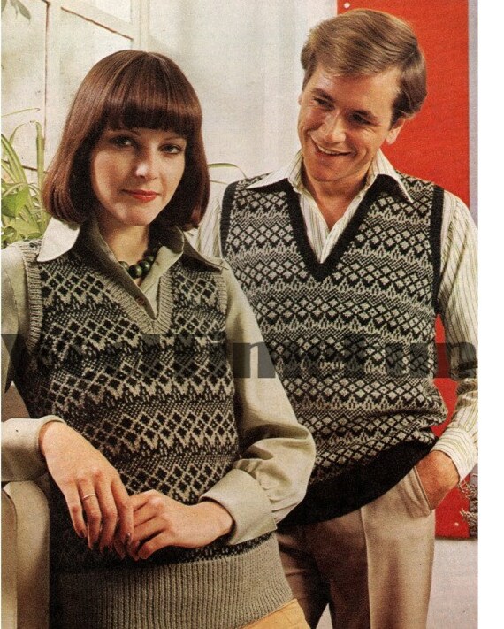 Knitting Pattern Unisex Men's Women's Fair Isle Slipover