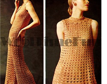 Crochet Pattern Retro Dress, Tunic & Trousers Boho Festival Summer