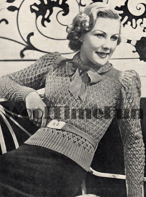 Modello di maglia per realizzare un maglione da donna vintage anni