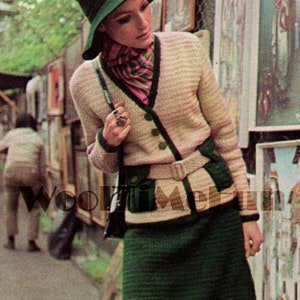 Knitting Pattern Lady&#39;s Vintage Suite, Jacket/Cardigan & Skirt. 1960s 1970s Boho Hippy