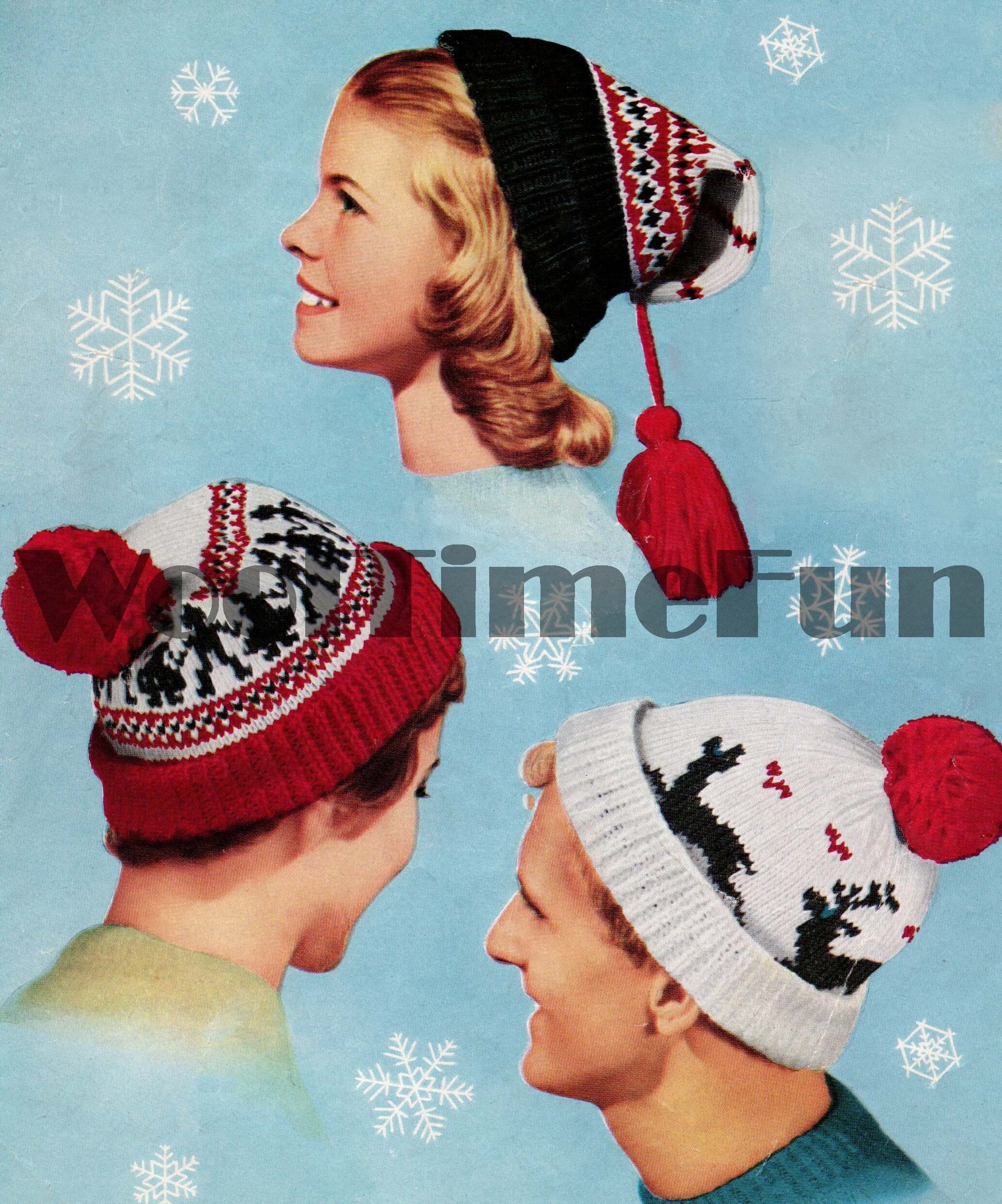 Knitting Pattern Classic Adult & Kids Ski/xmas/reindeer/fair Isle/scandi  Hats. 