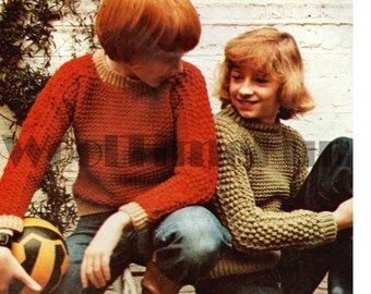 Crochet Pattern Children's Aran Style Sweater 66 - 76 cm Chest DK Yarn