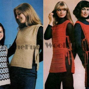 Stickmönster Dam Flickor Tabards Slipovers Fair Isle Långa Korta DK & Chunky