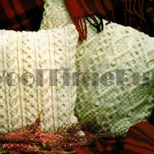 Knitting Pattern To Make Two Classic Aran Cable Stitch Cushions Covers