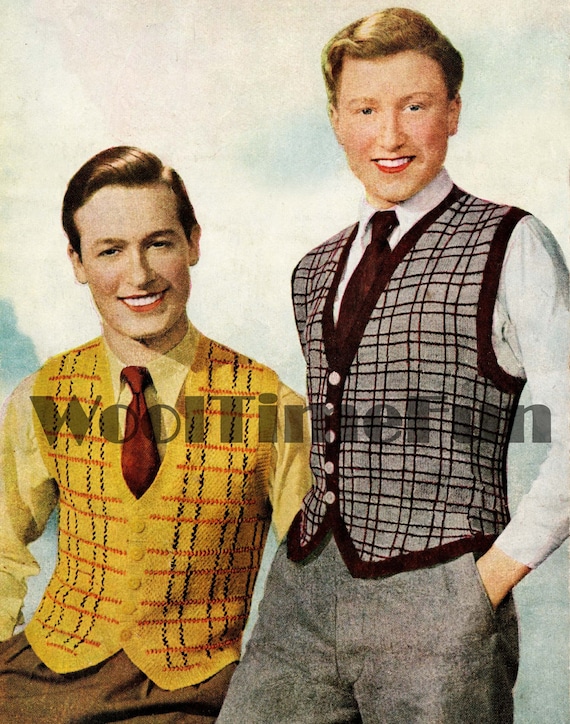 Retro Jumper Vest Mens Vintage Classic Retro Pattern Sweater Vest