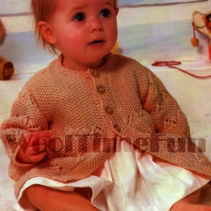 Knitting Pattern Baby Toddler Child Pretty Lace Coat/Cardigan. 16-18 Inch Chest.