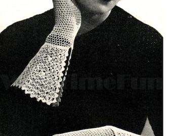 Haakpatroon vintage dameshandschoenen jaren 30/40 kant opengewerkte handschoen