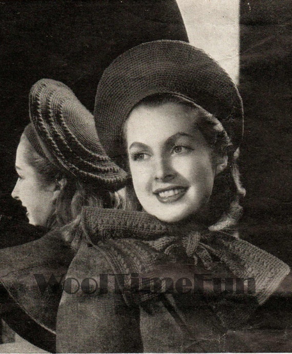 PDF Crochet Pattern/instructions Vintage 1940s WW2 Lady's Beret