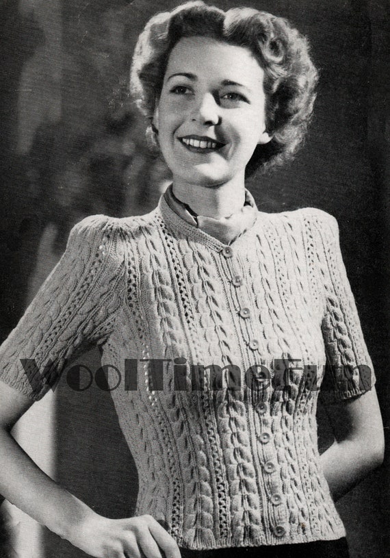 Knitting Pattern Ladies Vintage 1940s Cable Long