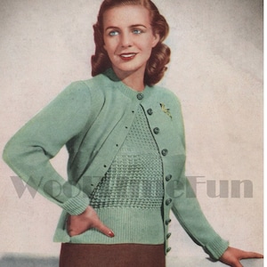 Knitting Pattern Womens 40s 50s Twin Set Sweater & Cardigan. 38 to 42 Inch Bust.
