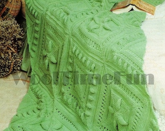 Knitting Pattern Make Leaf Design Afgha Blanket Make Any Size Joining Squares