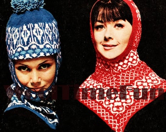 Knitting Patterns Womens Fair Isle Nordic Ski Hoodies Hats Balaclavas
