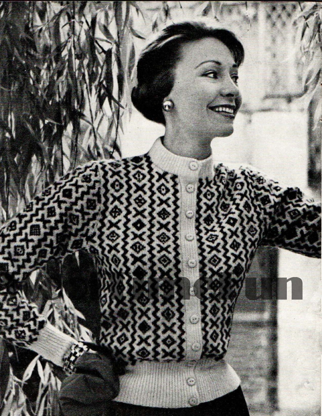 Knitting Pattern Vintage 1950s Fair Isle Nordic Scandi Ski Cardigan ...