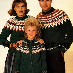 Strickanleitung Herren Damen Kinder Fair isle nordisch Pullover Cardigans.