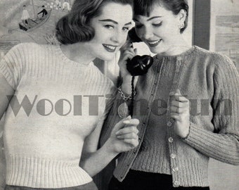 Original Vintage 1950s Knitting Pattern Women's Twin Set Sweater