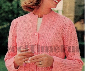 Knitting Pattern Women's Lace Rib & Moss Stitch Cardigan Jacket 34" - 40" Bust