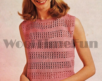 Crochet Pattern Womens Summer Sleeveless Vest Top Quick & Easy To Make