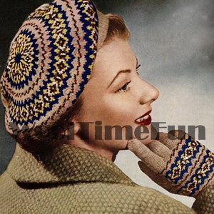 Vintage 1940s Knitted Beret Pattern - Etsy display picture 3
